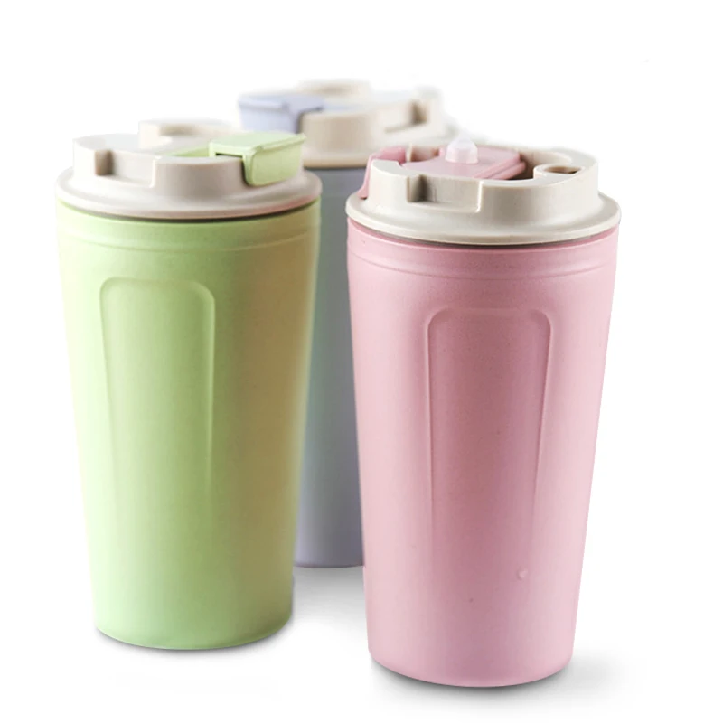 

Portable coffee water cup Eco friendly biodegradable bamboo fiber PP plastic mug