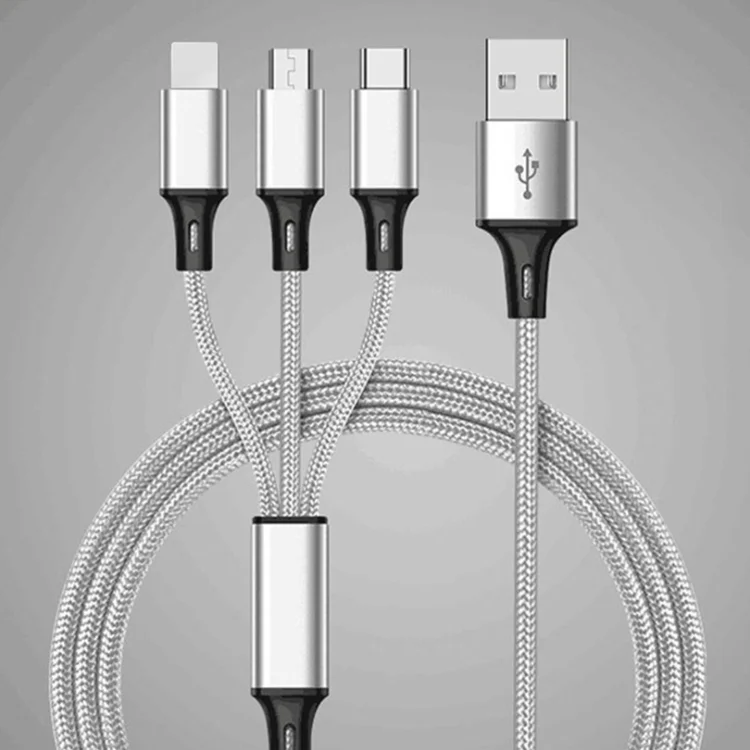 

Fast Charge 3 In 1 Retractable Usb Cable All In One Multi portable cell phone Nylon Braided Fast Charging data cable