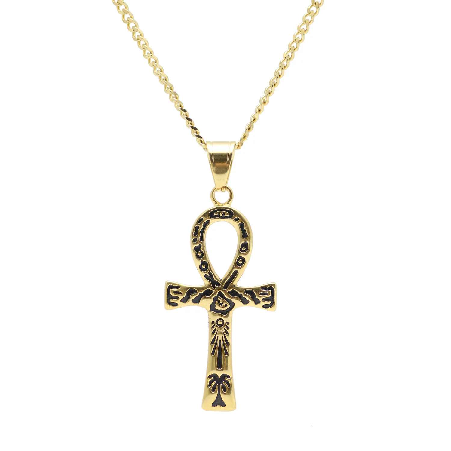 

New Style Ankh Cross Pendant Stainless Steel Material Egyptian Key of Life Pendant Necklace Men Women Religious HipHop Jewelry