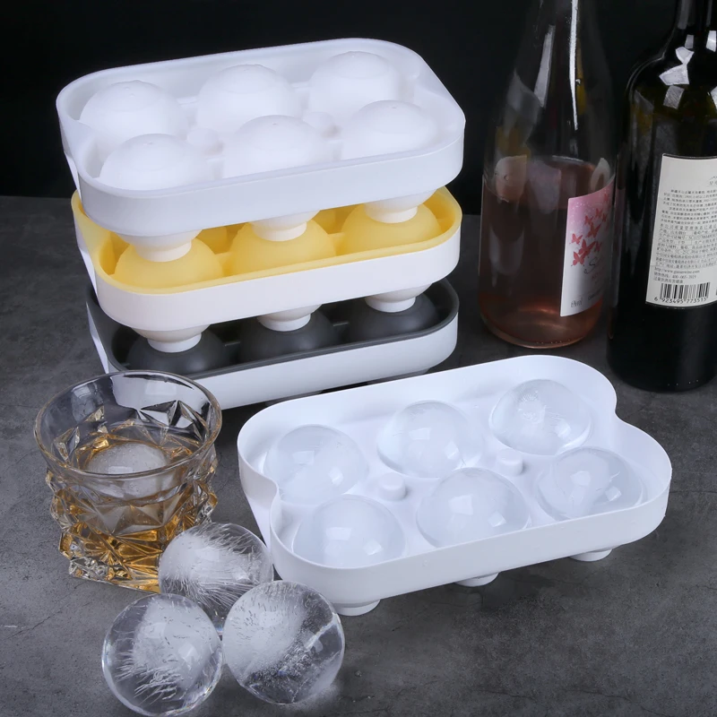 

Easy Release Whiskey Clear Sphere Freezing 4 6 Holes Drink Ball Maker Mould Lid Baby Food Tray Silicone Round Ice Cube Mold