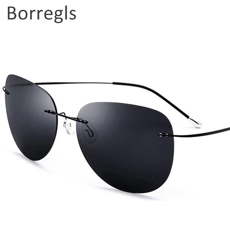 

Borregls Polarized Rimless Sunglasses Men Ultralight Screwless Frameless Titanium Alloy Sun Glasses for Women 5005