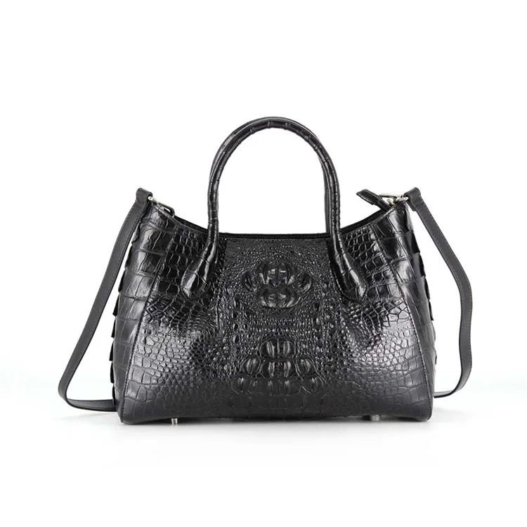 

Wholesale cheapest high quality private label elegance stylish bag crocodile embossed leather women bag black handbags