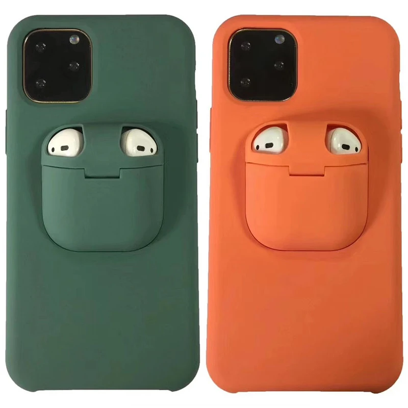 

2021 new design shockproof silicone cover 2-in-1 phone case for iphone with for airpod protection case