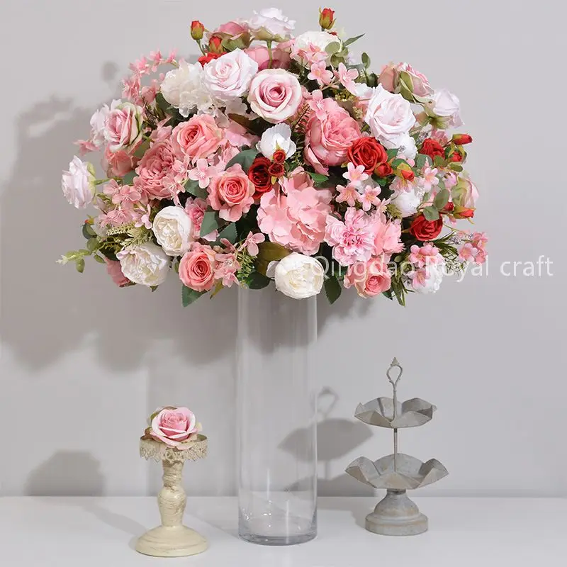 Table Centerpieces Wedding Flower Ball Arrangement Handmade Wedding Centerpiece Artificial Red White Rose Flower Balls