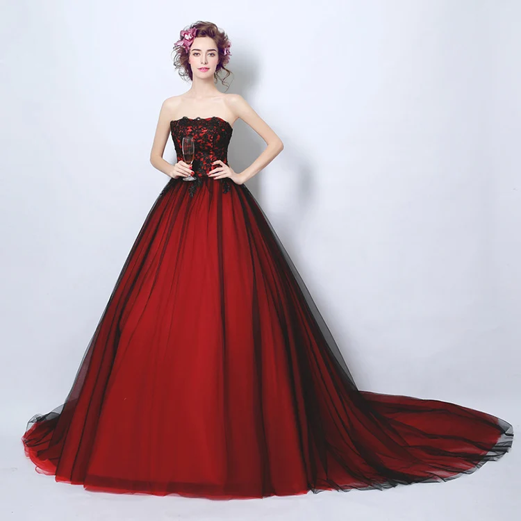 red and black gown