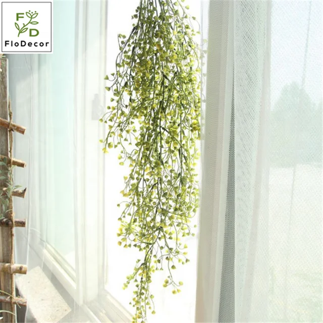 

Amazon Artificial Seashell grass Hanging Greenery Leaves Vine Garland Plant Faux Hanging Vine Hanging Plants in Frosted Greenery, Green