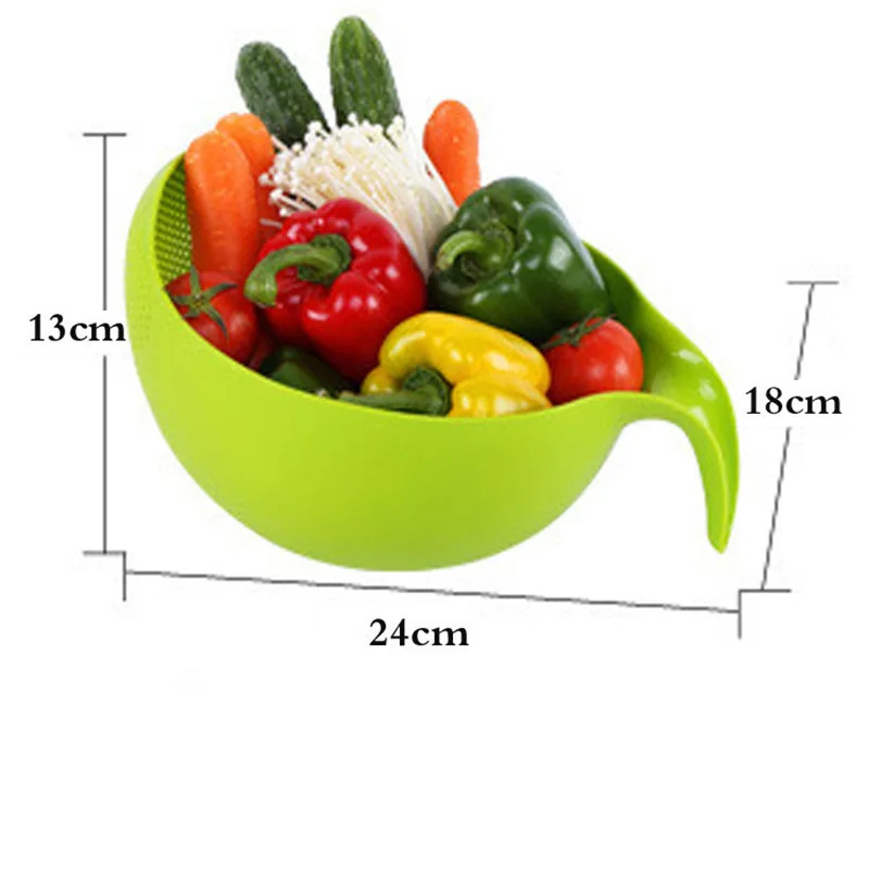 

Fruit Vegetable Washing Kitchen Accessories Fruit Bowl Filter Cleaning Plastic Colander Strainer Kitchen Gadgets Cooking Tools, Green/pink