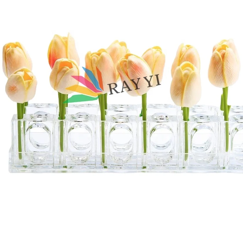 

Wholesale clear Acrylic Napkin Rings with bud flower vase, crystal clear plastic bar napkin holder