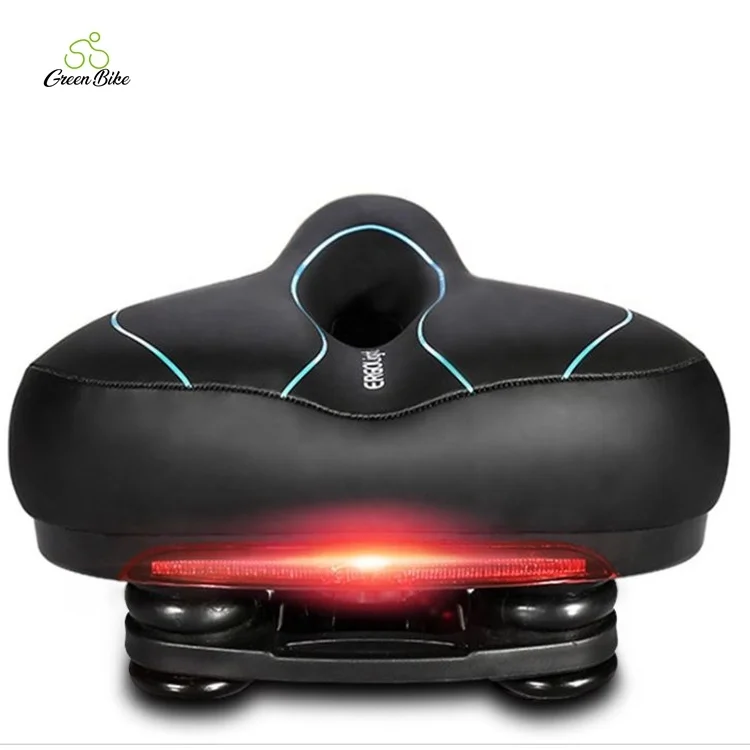 

Shock Absorption Hollow Ventilation Bicycle Cushion LED Light Warning Design Soft Popular Rear Light Saddle, White red green blue