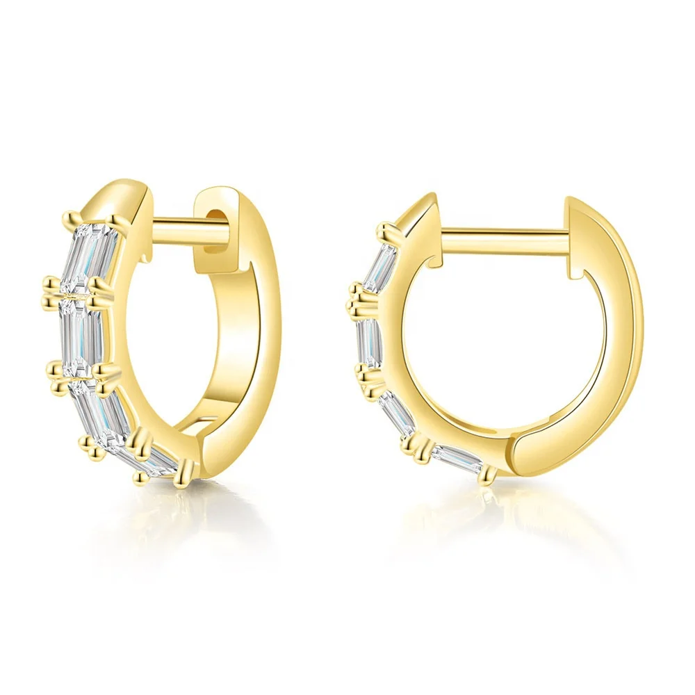 

Vintage fashion classic minimalist circle diamond geometric gold plated huggies hoop earrings for women 2022 jewelry, Rose gold silver
