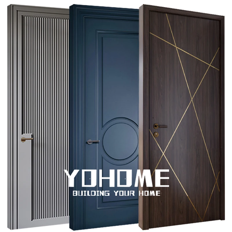 

German standard soundproof doors puertas interior wood doors for houses walnut door with metal insert