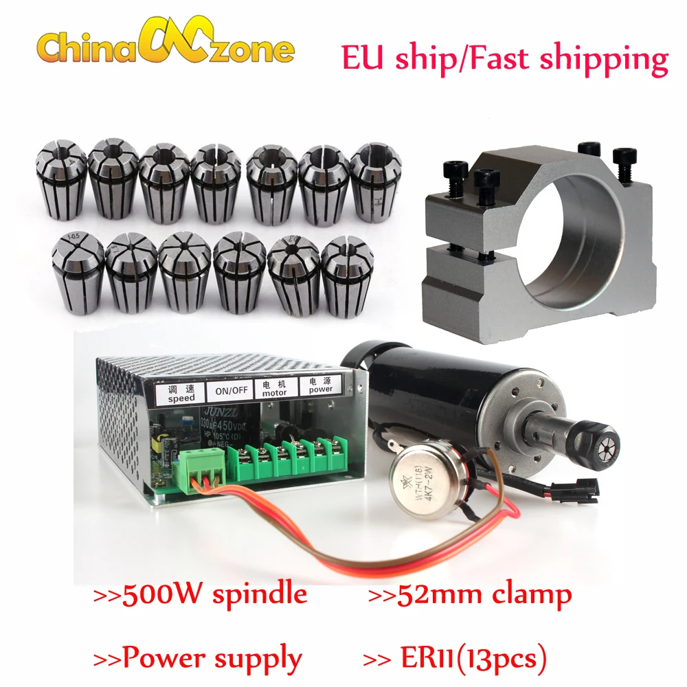 Clamps Speed Governor Upgrade CNC 500W Air Cooling Spindle Motor ER11 Kit 