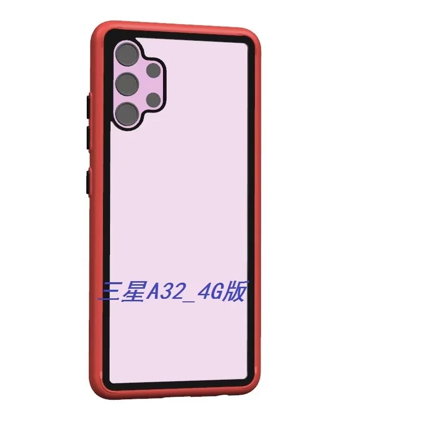

Shockproof PC TPU Bumper Case For Samsung A32 4G case luxury tempered glass phone case back cover, 5colors