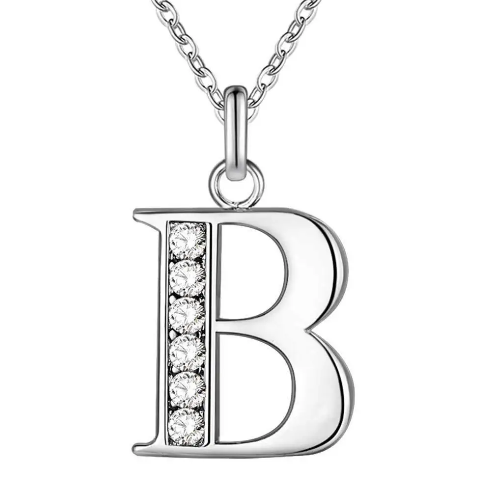 

JUHU 2021 Hot Necklaces 26 Letter A B C D E F G Alloy Necklaces Diamond Fashion Accessories Female Wholesale, A gold, b silver
