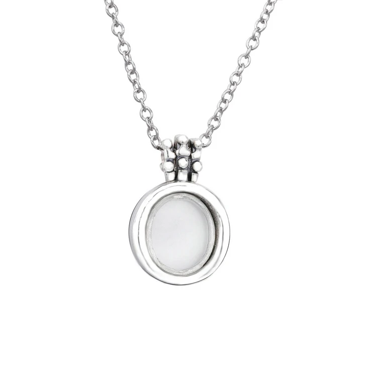 

Luxury elegant sterling silver glass lockets crown o necklace, Silver color