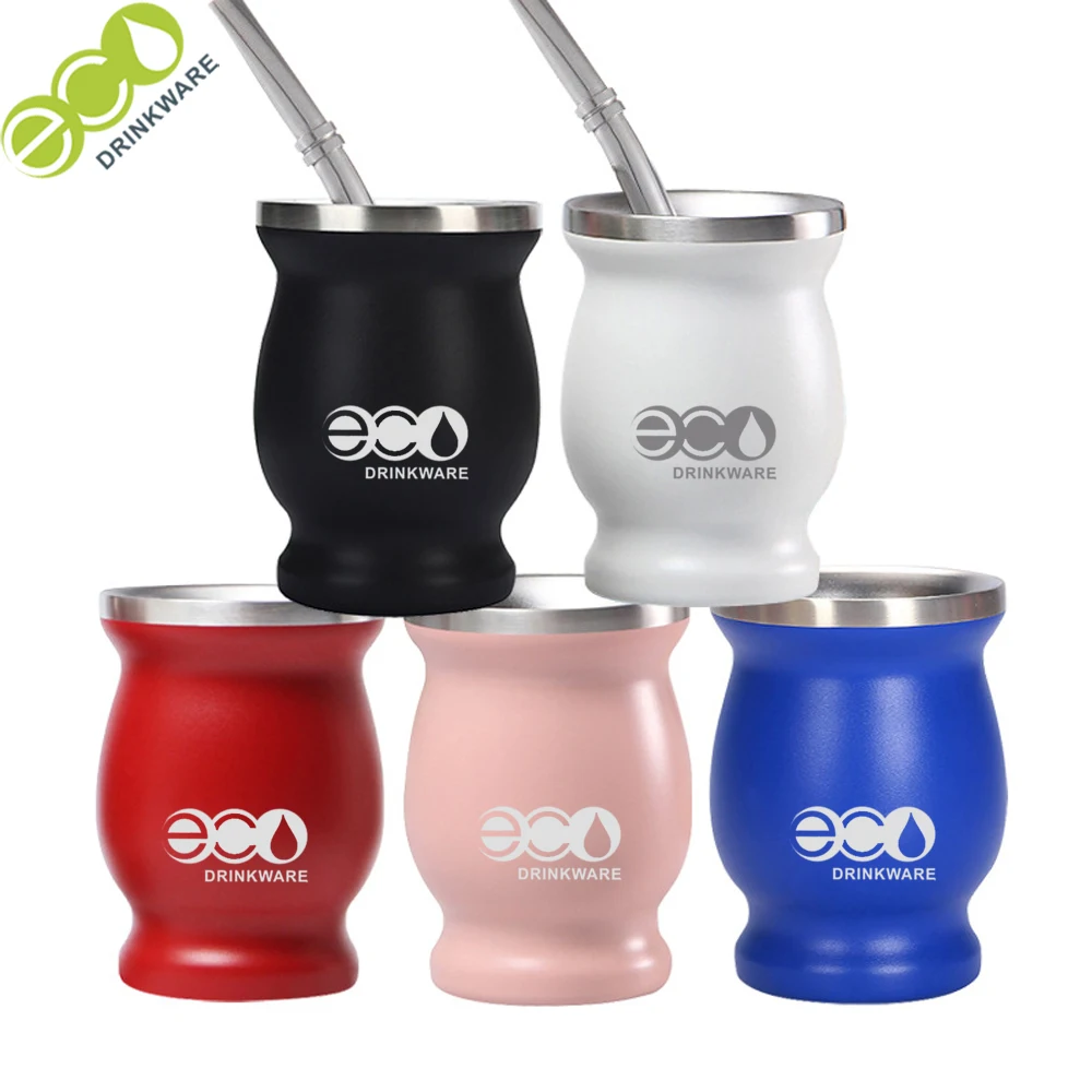 

GV059 220ML/8OZ No minimum wholesale stainless steel double wall calebasse yerba mate cup and bombilla set