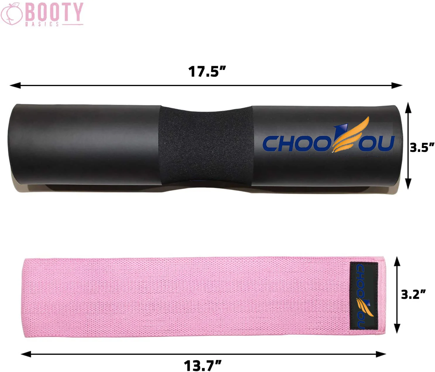 

BOOTY BASICS - Barbell Pad for Hip Thrust and Squats Resistance Band for Legs and Butt Exercises with Bonus Ankle Strap fo