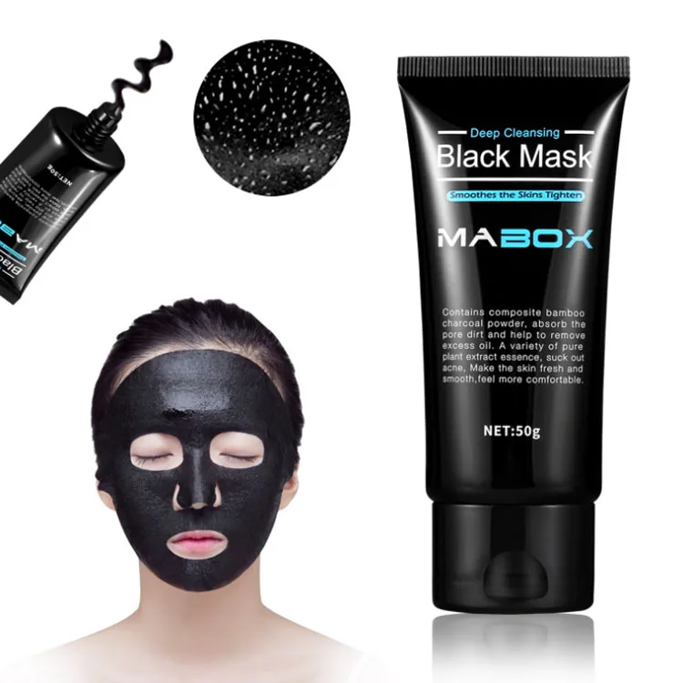 

Mabox Bamboo charcoal Blackhead Removal Deep Cleansing Mud Black Mask Acne Treatments Mask Blackhead Facial Mask