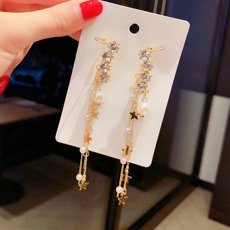 

star crystal earings bridal with pearl
