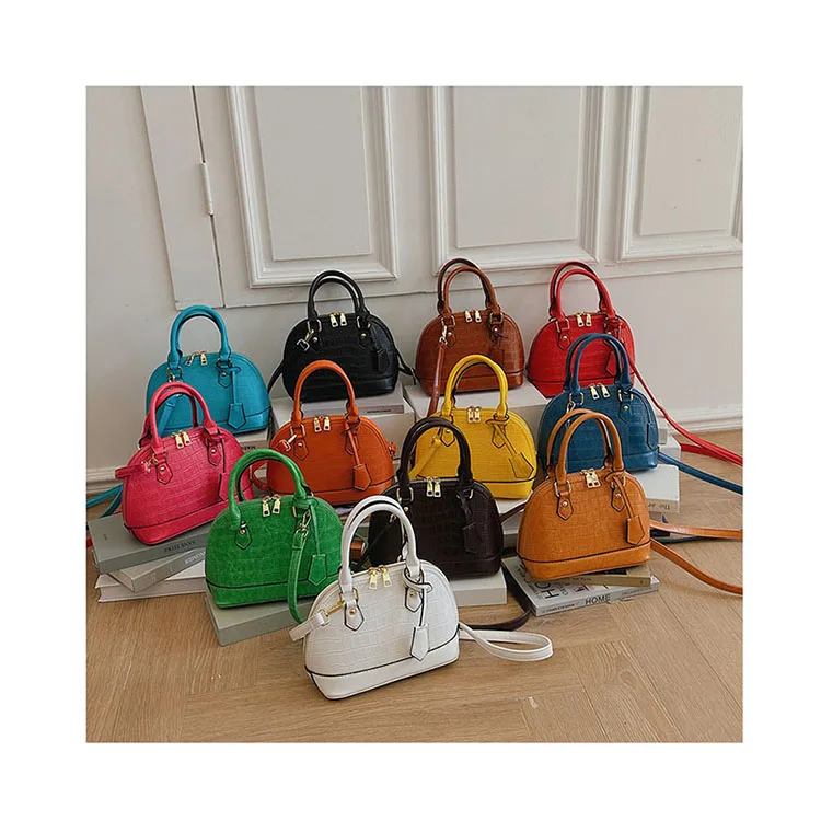 

Crocodile Ladies Shell Shaped Handle Bags Big Women Bucket Shopper Shoulder Messenger Purses Stone Pattern Purses and Handbags