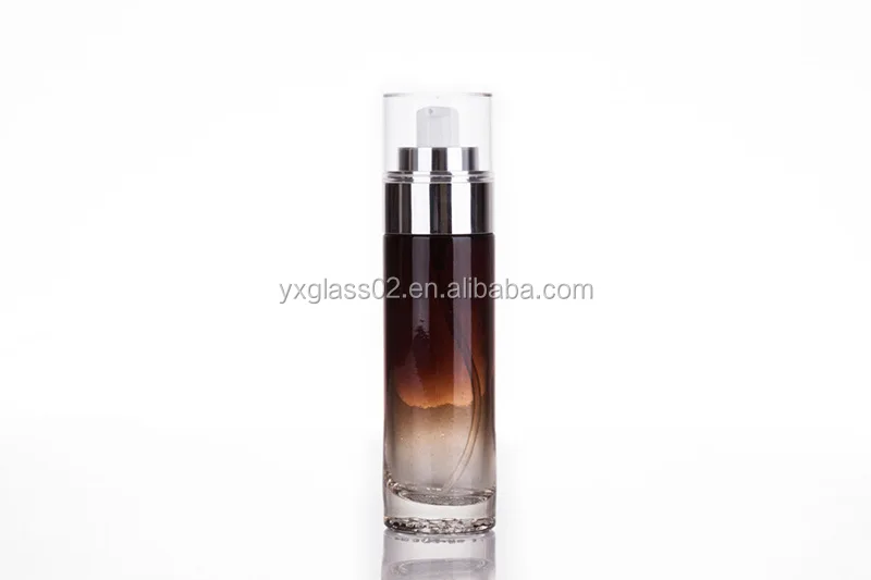 Luxury Cosmetic glass bottle set -- skincare container manufacturer-- new style design with pump&spray&gold/aluminum cap manufacture