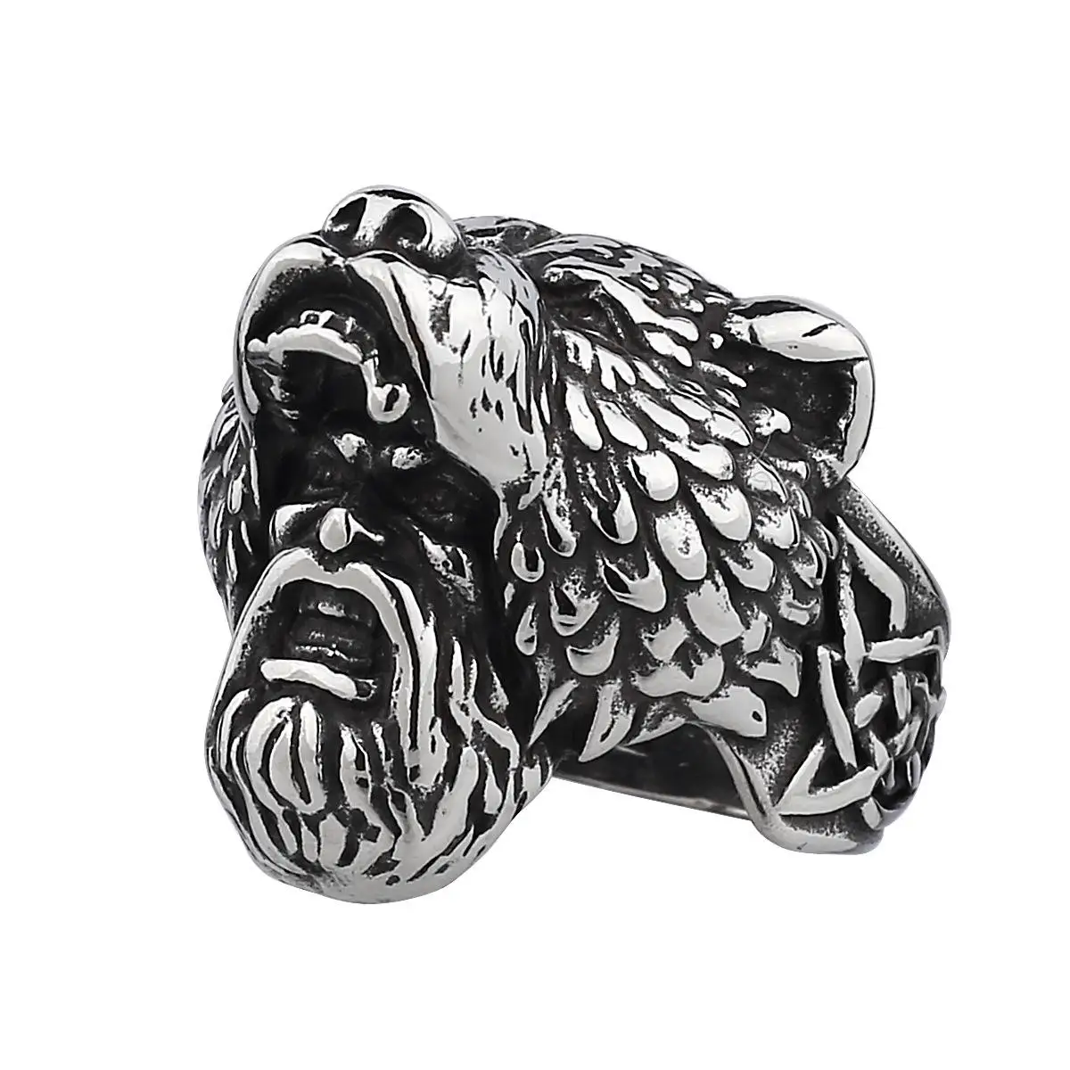 

Wholesale Viking Jewelry Men Fashion Wolf Bear Stainless Steel Rune Ring Pirate Anchor Rune Viking Rings for men