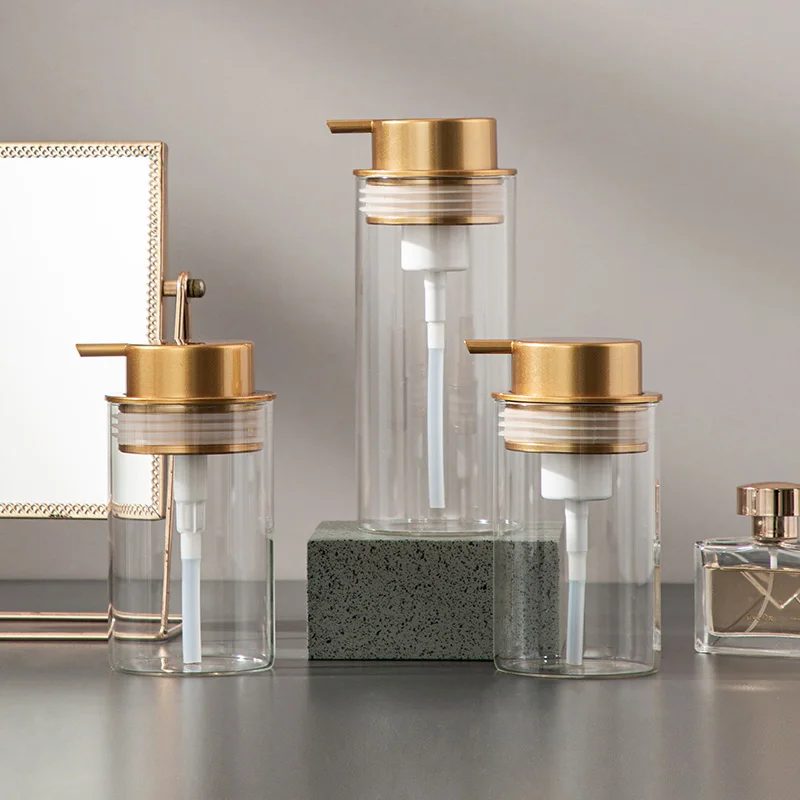

Simple Style Glass Transparent Bathroom Foaming Lotion Pump Dispenser