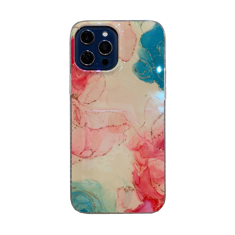 

Suitable for iPhone 13 Pro Max 7 8 Plus XR XS 11 12 Mini SE Glossy Marble Silicone Transparent Phone Case Soft IMD Back Case
