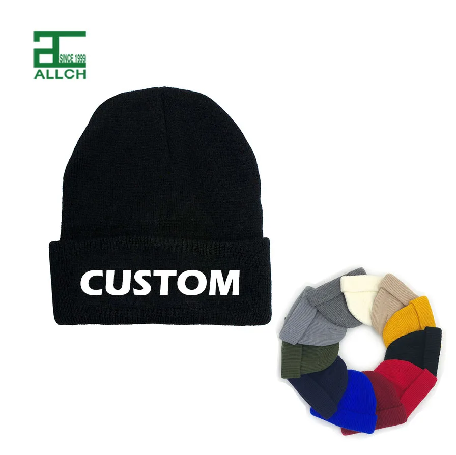 

ALLCH Customized Wholesale Super Soft Winter Popular Acrylic Basic Cuff Unisex Outdoor Sports Label Customized Logo Beanie Hat