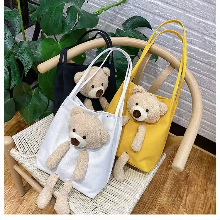 

2022 New Canvas Cotton Drawstring Women Shoulder Bags Messenger Bag Students Bags