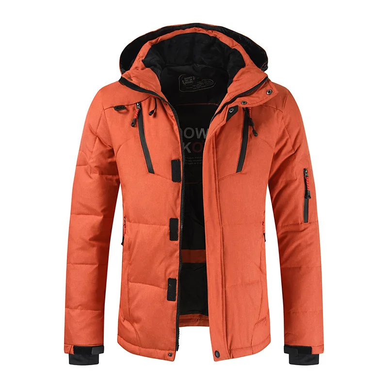 

The new winter 2020 men's down jacket with a short hooded jacket is a large-size warm solid-color youth coat