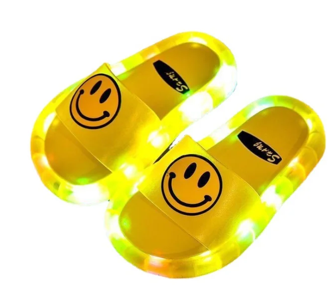 

Tiktok red new model luminous children's slippers cartoon smile flash, drag girls' anti slip luminous shoes wholesale