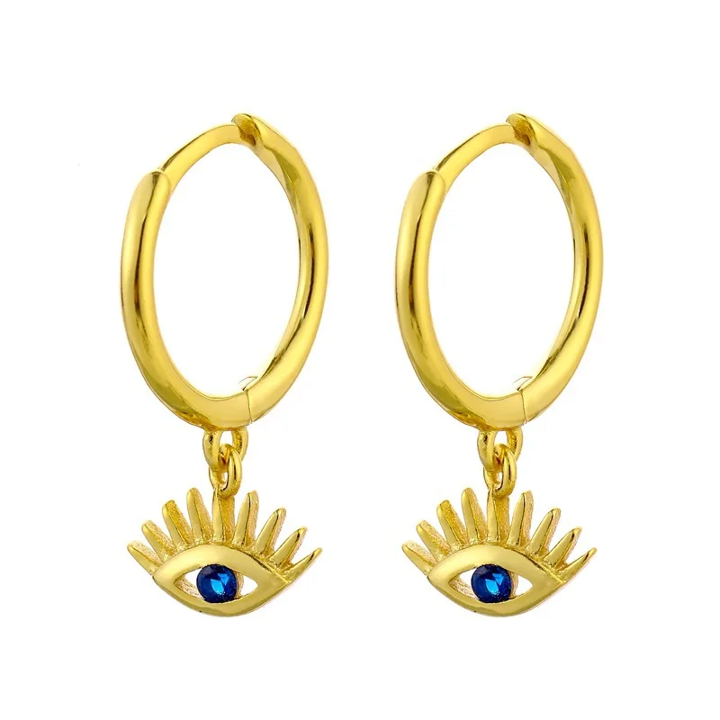 

free samples products Fashion exquisite sapphire earrings golden Turkish magic eye pendant earrings for women