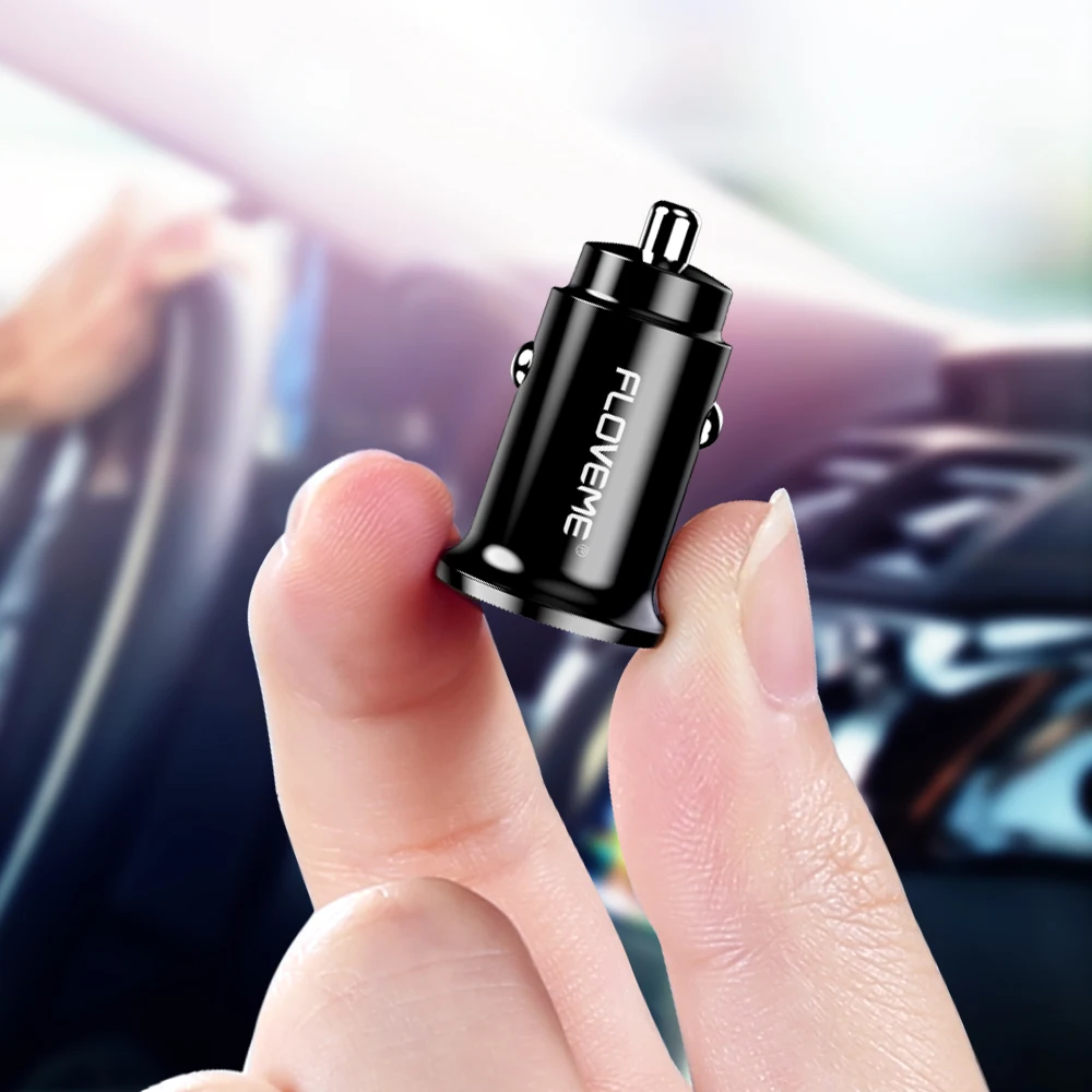 

DHL Free Shipping 1 Sample OK FLOVEME Cheap Price High Quality Portable Dual Usb Ports Fast Car Mobile Phone Charger