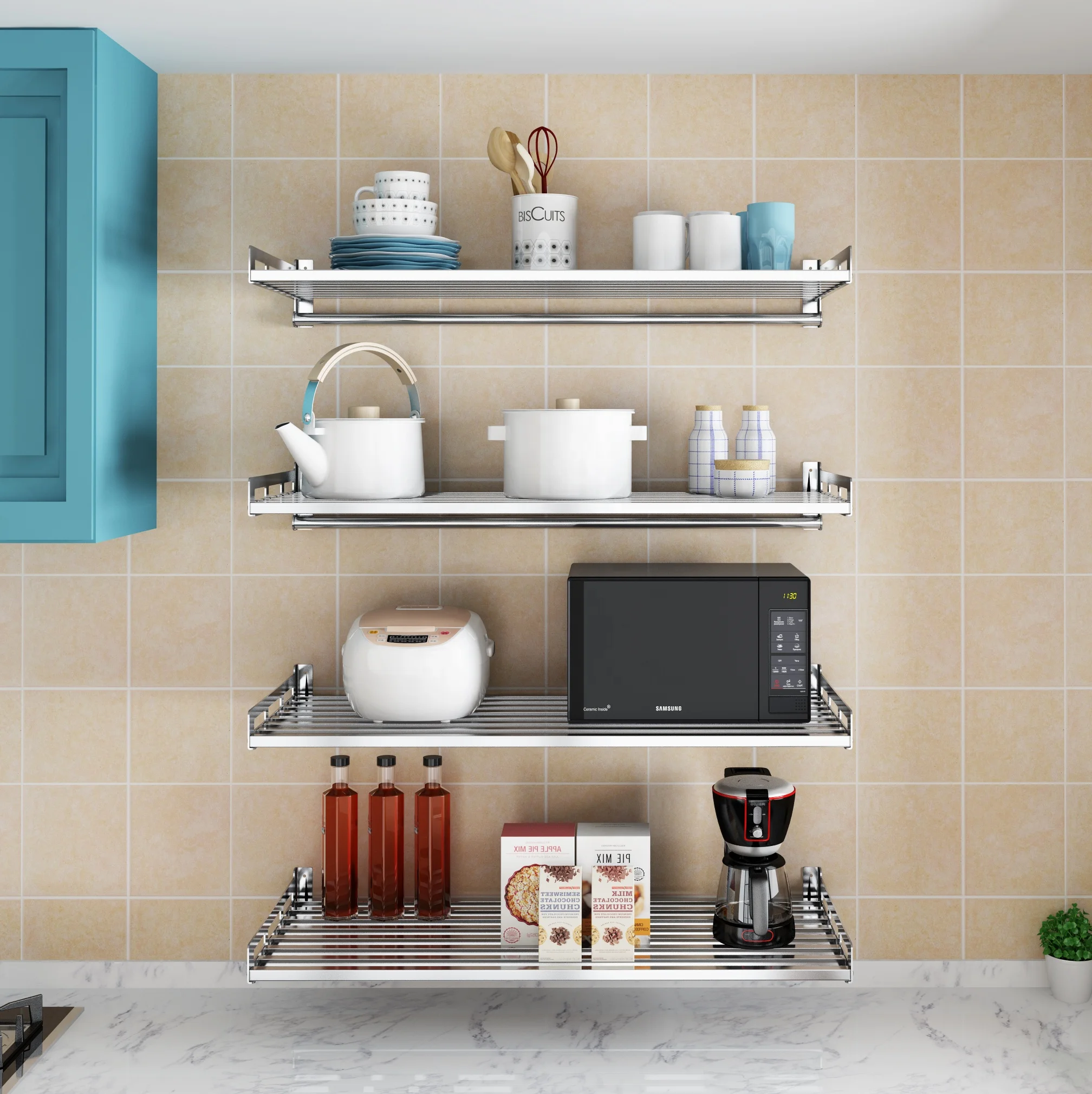 

25CM30CM35CM40CM widthUpgraded 304 stainless steel wall shelves for kitchen