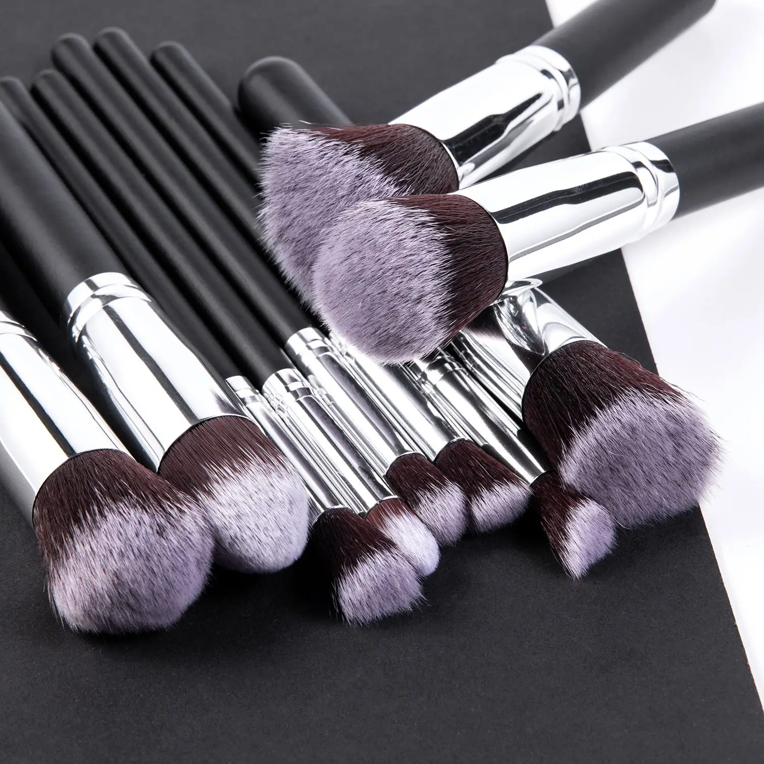 

Custom Private Label Made 10 Black Brushes Professional cosmetic brush Vegan Soft Makeup Brush Set Brocha Maquillaje