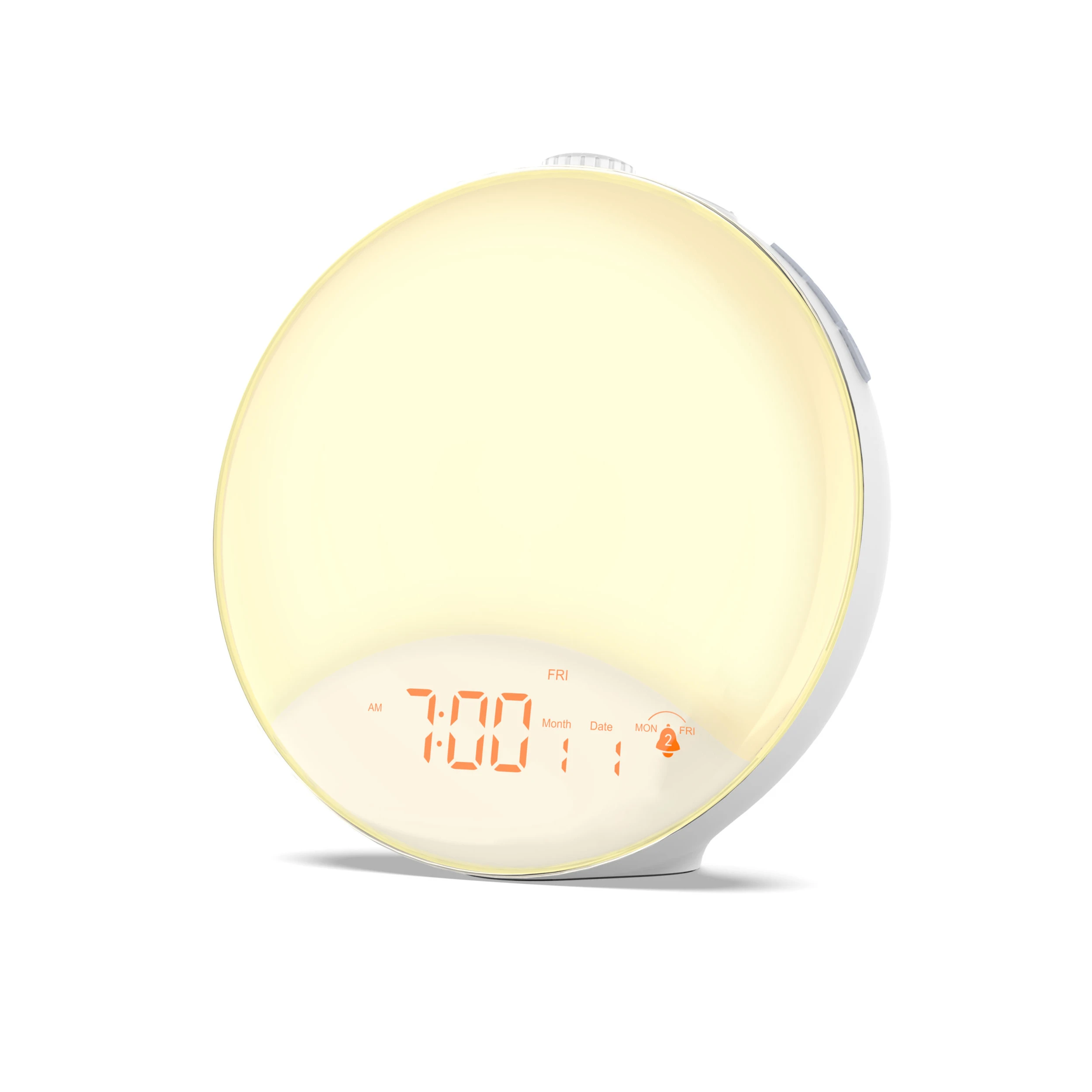 

NEW design wake up light with circular color light alarm snooze function, White
