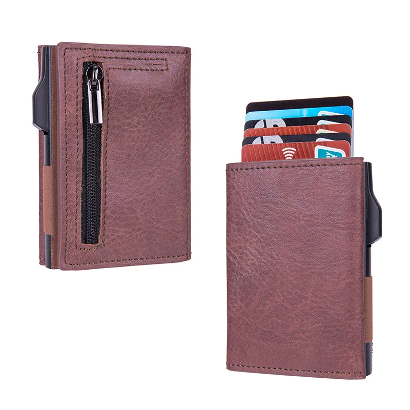 

Customized Wallet Card Holder Rfid Credit Card Holder Anti-Theft Wallet Leather Men Gift Smart Wallet Coin Pocket Purse