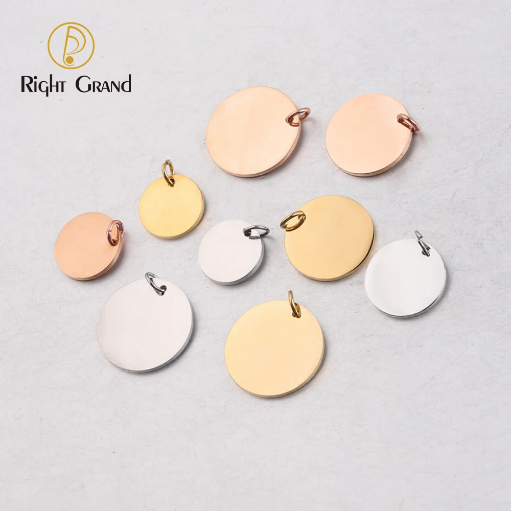 

Spot mirror stainless steel with hanging ring disc pendant 6-30mm multi-standard glossy disc pendant can be engraved