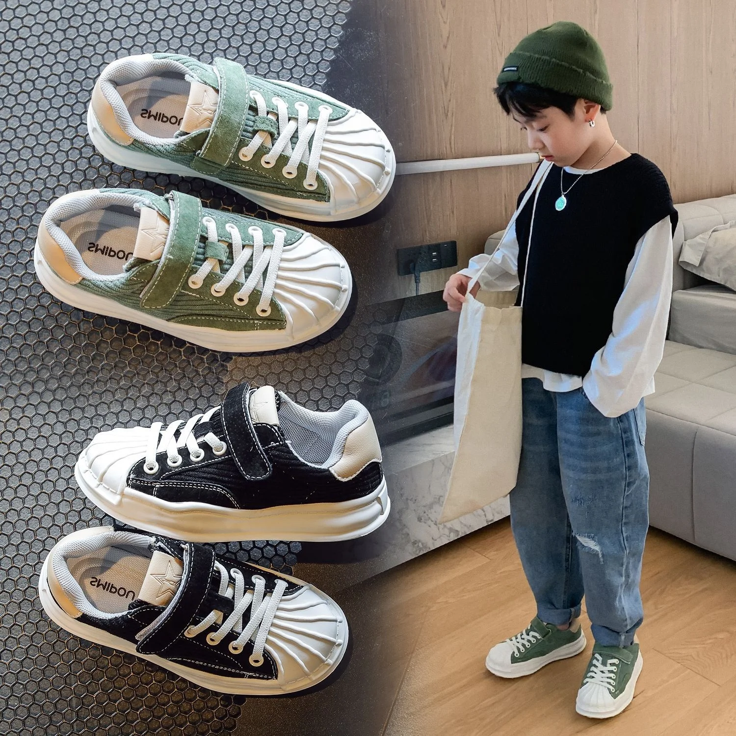 

2022 new arrival fashion trend children's non-slip casual children's shoes boys shell-toe student shoes, Picture