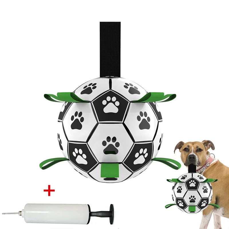 

Outdoor Training Puzzle Pet Dog Toys Indestructible Soccer Football Balls With Pump Toy, Black white
