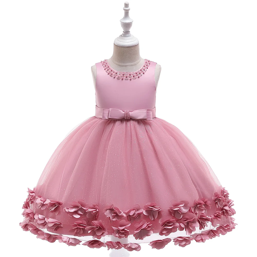 

Wholesale Pink Summer Vintage Soft Lace Tulle Party Princess Girls Floral Print Dress, Pink,white,red