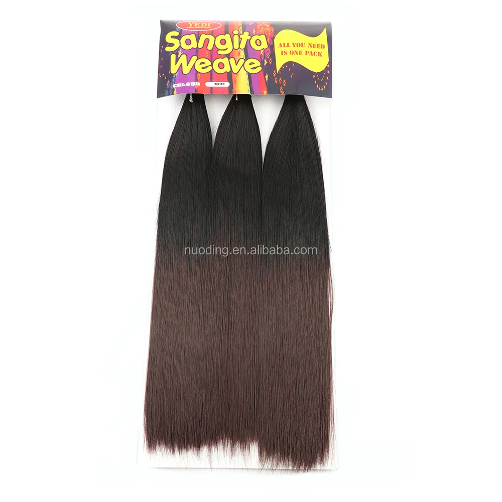 

Top quality wholesale cheap silky straight heat resistant sangita weave synthetic weft hair weave bundles in packet, #630,#133, can be customized