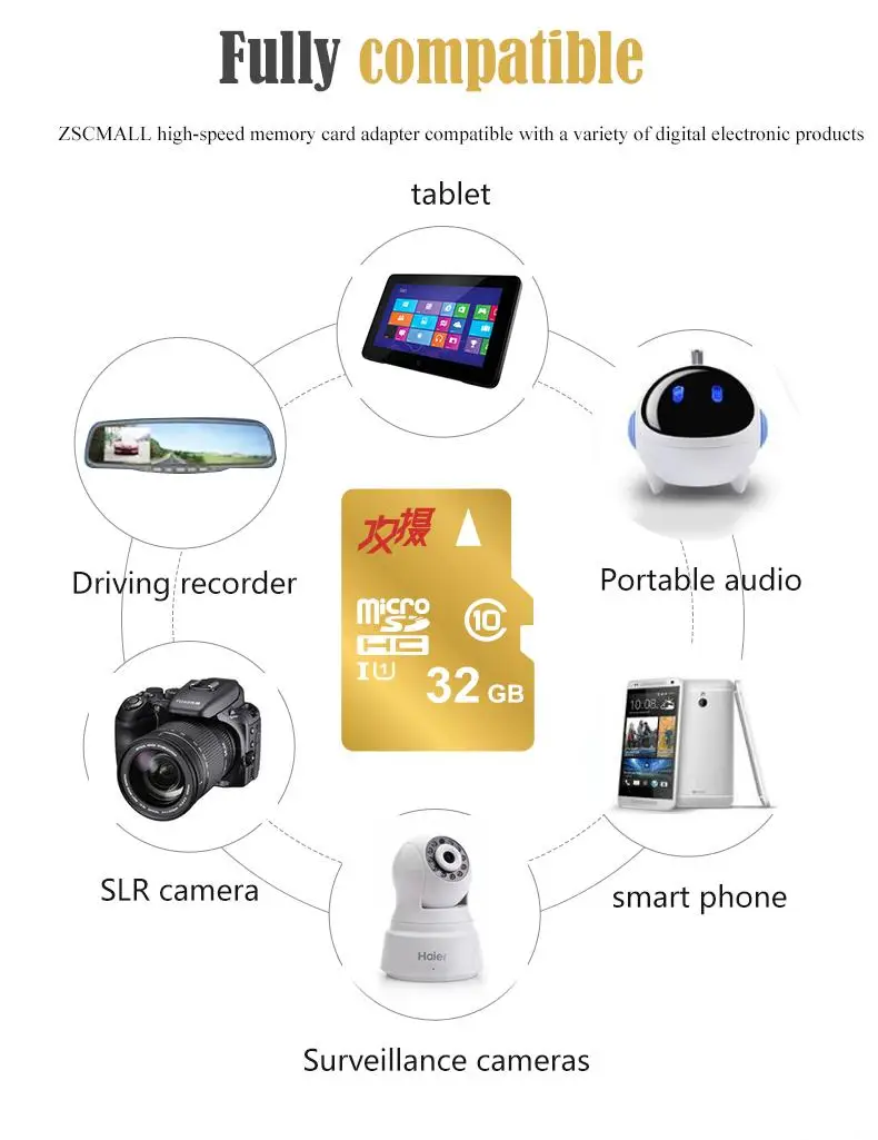 ZSCMALLS Cheap Custom Logo Wholesale 16GB 32GB 64GB 128GB SD Micro TF/SD Memory Card For Camera Car Music MP4 - ANKUX.COM