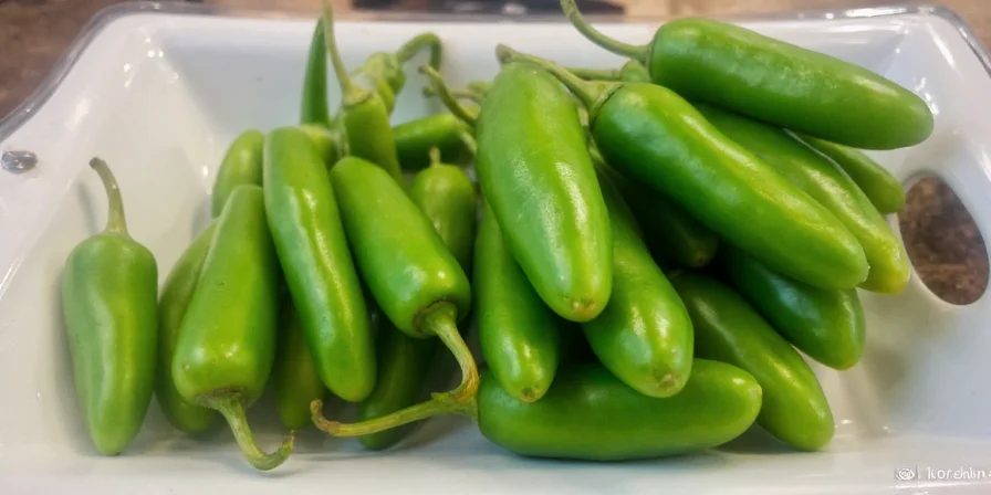 Fresh Jalapeños on a Wooden Table