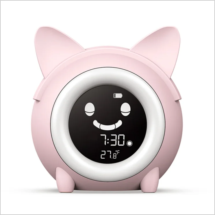 Modern Deign Cat Shape Baby Sleep Trainer Lamps Music Alarm Clock Night Lights LED