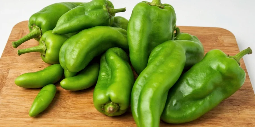 Roasted serrano peppers on a tray