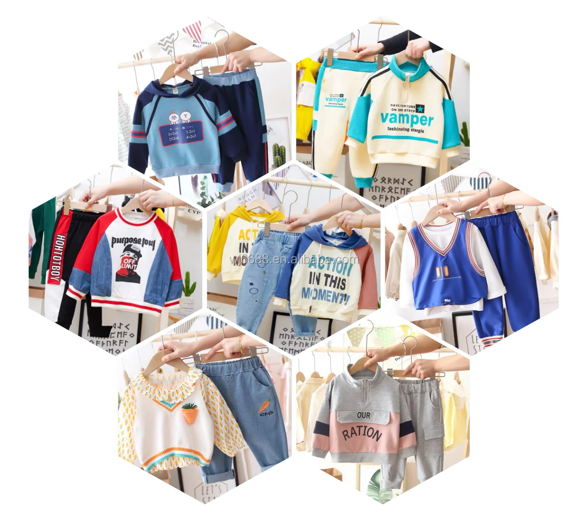 

Factory wholesale new boy winter children's wear ribbed sport children suit