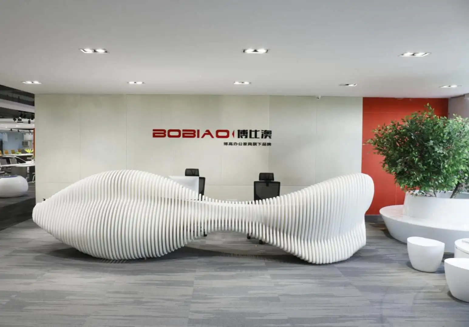 
2020 modern unique style commercial office white MDF glossy reception desk reception table BG-2886 