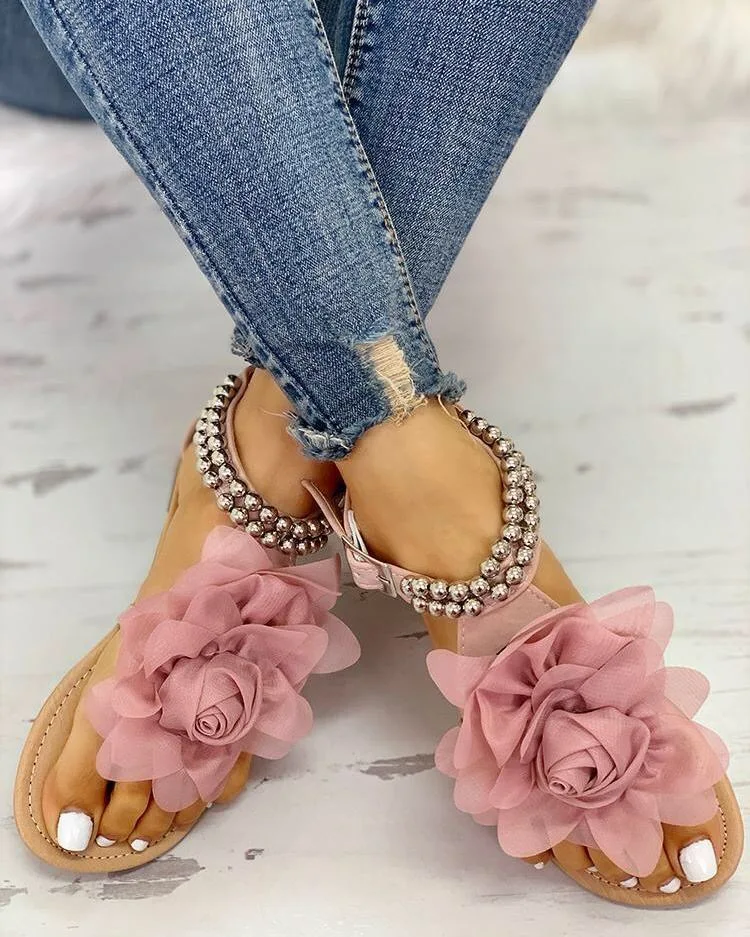 

2021 europe american new arrivals fashion flower outdoor comfortable women sandal plus size, Khaki, pink, blue or customized